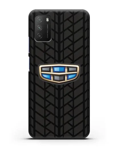 Чехол с логотипом Geely (Джили) и протектором шин силиконовый для Xiaomi Poco M3