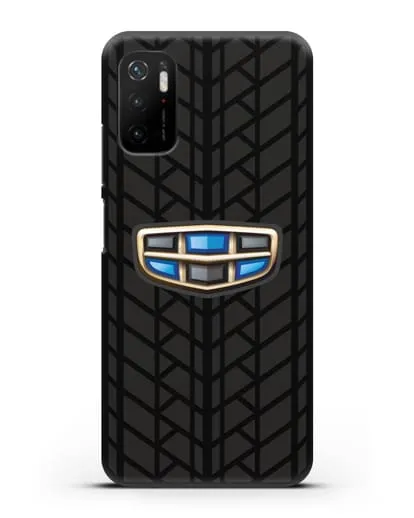 Чехол с логотипом Geely (Джили) и протектором шин силиконовый для Xiaomi Poco M3 Pro