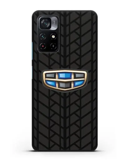Чехол с логотипом Geely (Джили) и протектором шин силиконовый для Xiaomi Poco M4 Pro 5G