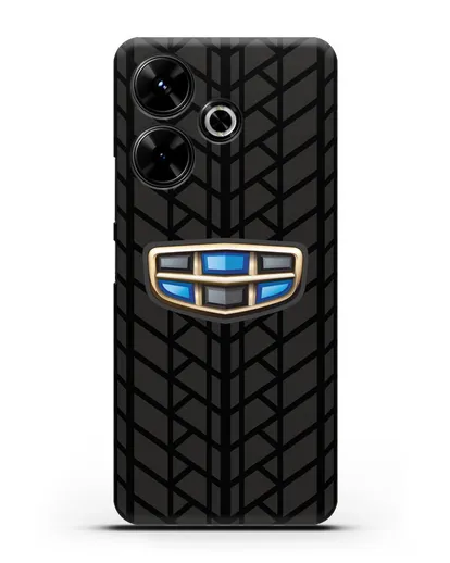 Чехол с логотипом Geely (Джили) и протектором шин силиконовый для Xiaomi Poco M6