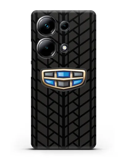 Чехол с логотипом Geely (Джили) и протектором шин силиконовый для Xiaomi Poco M6 Pro