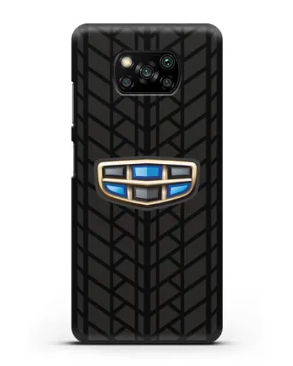 Чехол с логотипом Geely (Джили) и протектором шин силиконовый для Xiaomi Poco X3 Pro