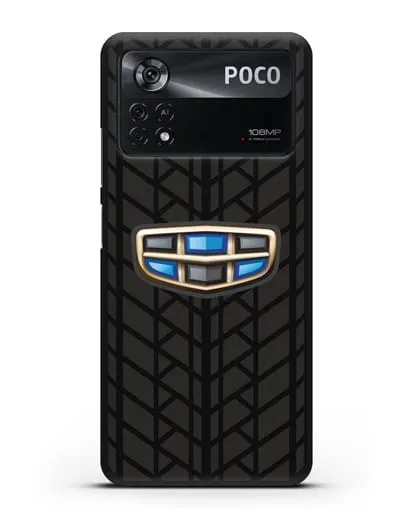 Чехол с логотипом Geely (Джили) и протектором шин силиконовый для Xiaomi Poco X4 Pro