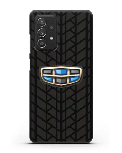 Чехол с логотипом Geely (Джили) и протектором шин силиконовый для Samsung Galaxy A53