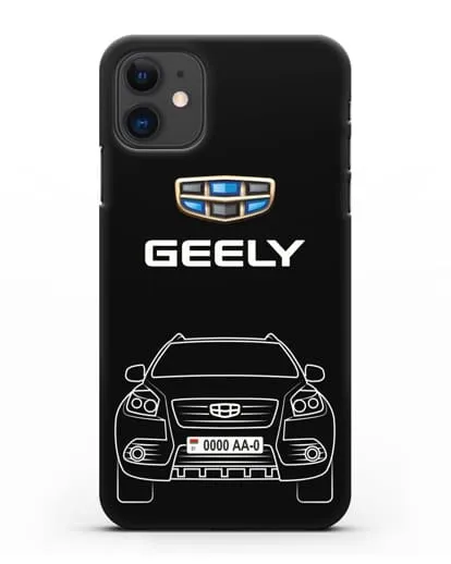 Чехол Geely Emgrand x7 (Джили Эмгранд) с автомобильным номером силиконовый для iPhone 11
