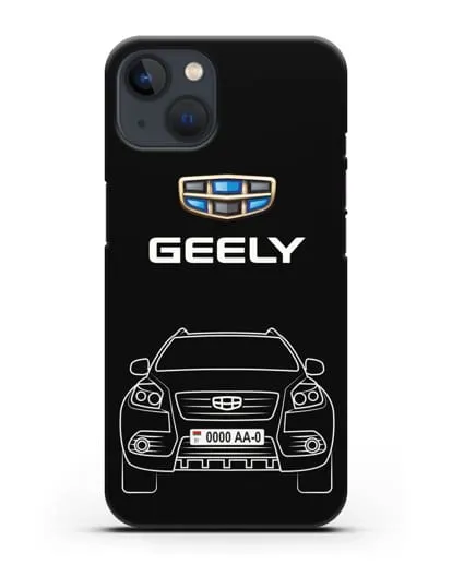 Чехол Geely Emgrand x7 (Джили Эмгранд) с автомобильным номером силиконовый для iPhone 13