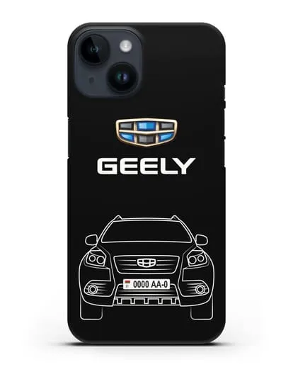Чехол Geely Emgrand x7 (Джили Эмгранд) с автомобильным номером силиконовый для iPhone 14