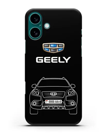 Чехол Geely Emgrand x7 (Джили Эмгранд) с автомобильным номером силиконовый для iPhone 16 Plus