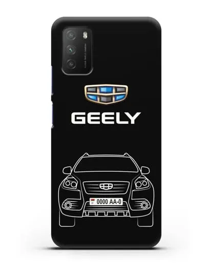 Чехол Geely Emgrand x7 (Джили Эмгранд) с автомобильным номером силиконовый для Xiaomi Poco M3