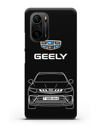 Чехол Geely Tugella (Джили Тугела) с автомобильным номером силиконовый для Xiaomi Poco F3