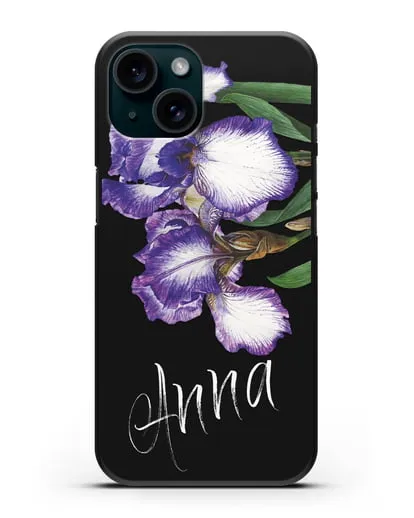 Именной чехол Ирисы силиконовый для iPhone 15