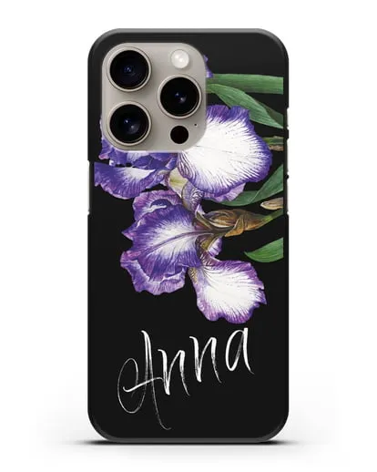 Именной чехол Ирисы силиконовый для iPhone 15 Pro