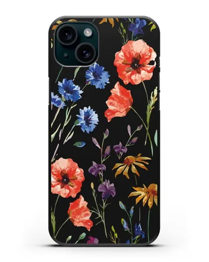 Чехол Полевые цветы силиконовый для iPhone 15 Plus
