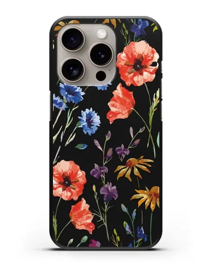 Чехол Полевые цветы силиконовый для iPhone 15 Pro