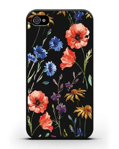 Чехол Полевые цветы силиконовый для iPhone 4/4s