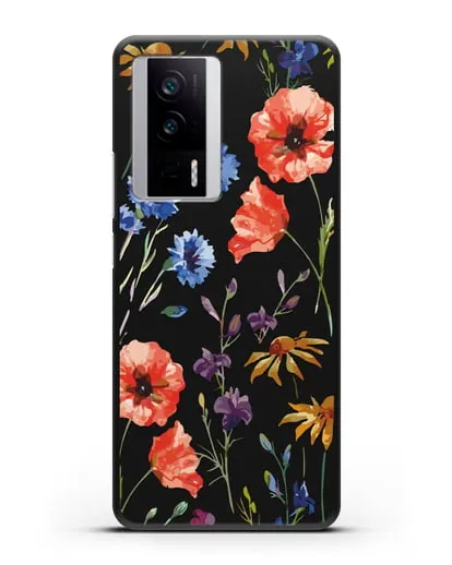 Чехол Полевые цветы силиконовый для Xiaomi Poco F5 Pro