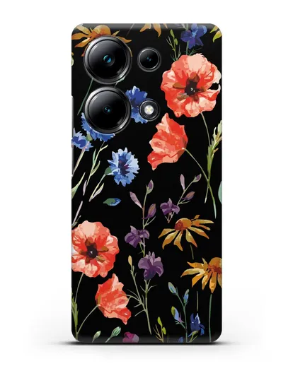 Чехол Полевые цветы силиконовый для Xiaomi Poco M6 Pro