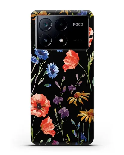 Чехол Полевые цветы силиконовый для Xiaomi Poco X6 Pro