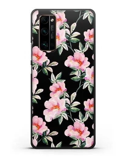 Чехол Цветы шиповника силиконовый для Honor 30 Pro Plus