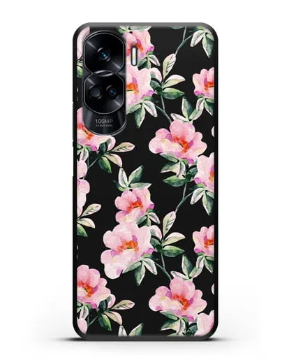 Чехол Цветы шиповника силиконовый для Honor 90 Lite