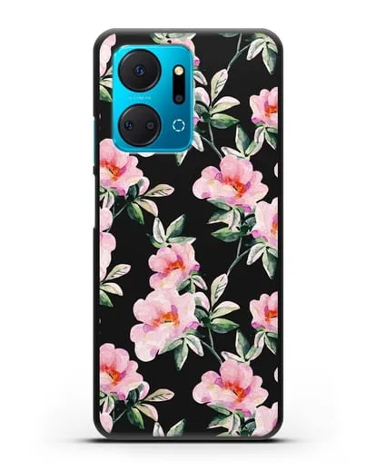 Чехол Цветы шиповника силиконовый для Honor X7a Plus