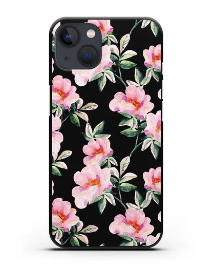 Чехол Цветы шиповника силиконовый для iPhone 13