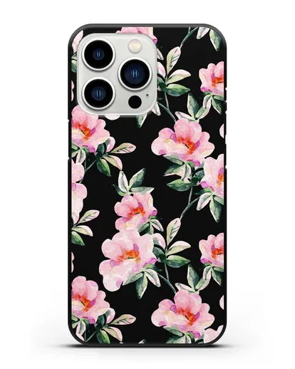 Чехол Цветы шиповника силиконовый для iPhone 13 Pro