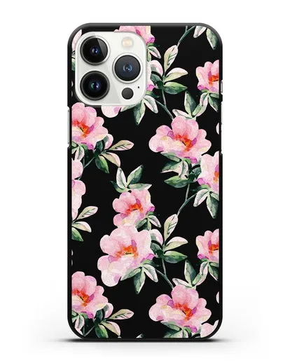 Чехол Цветы шиповника силиконовый для iPhone 13 Pro Max
