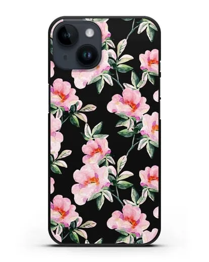 Чехол Цветы шиповника силиконовый для iPhone 14