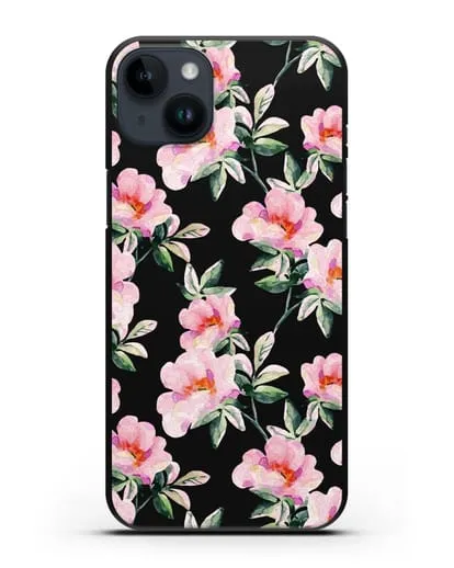 Чехол Цветы шиповника силиконовый для iPhone 14 Plus
