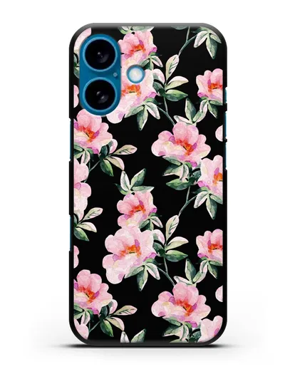 Чехол Цветы шиповника силиконовый для iPhone 16