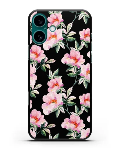 Чехол Цветы шиповника силиконовый для iPhone 16 Plus