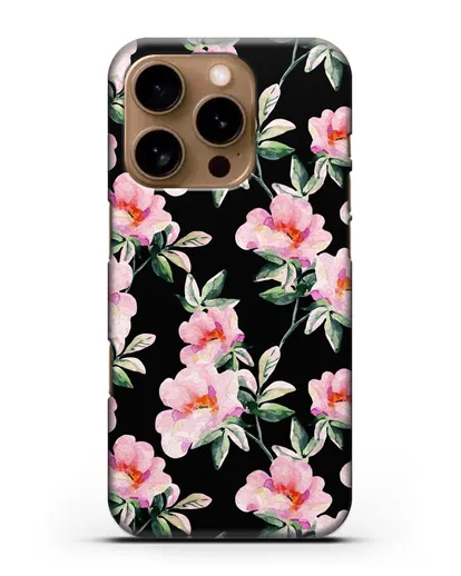 Чехол Цветы шиповника силиконовый для iPhone 16 Pro