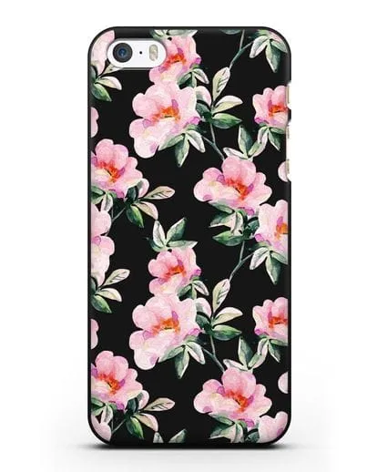 Чехол Цветы шиповника силиконовый для iPhone 5/5s/SE