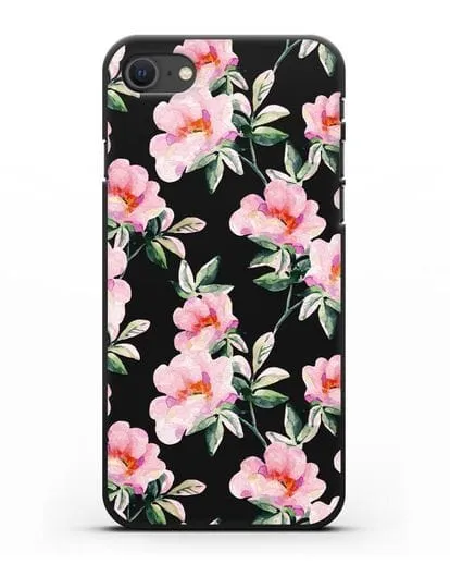 Чехол Цветы шиповника силиконовый для iPhone SE 2020