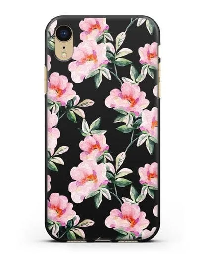 Чехол Цветы шиповника силиконовый для iPhone XR