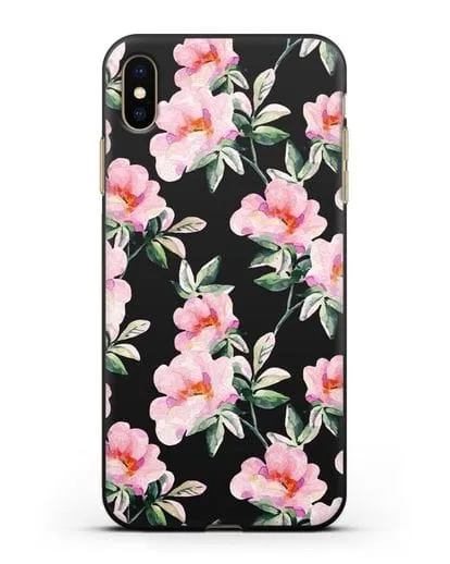 Чехол Цветы шиповника силиконовый для iPhone XS Max
