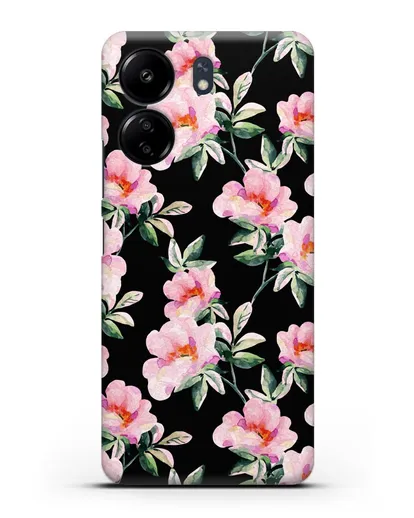 Чехол Цветы шиповника силиконовый для Xiaomi Poco C65