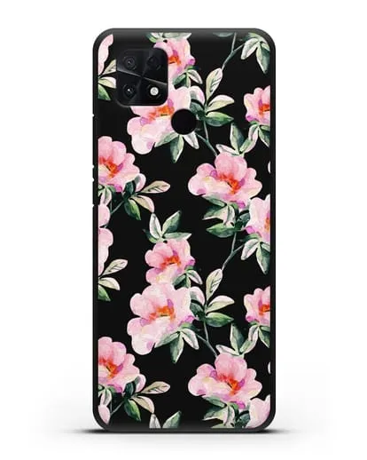 Чехол Цветы шиповника силиконовый для Xiaomi Poco C40