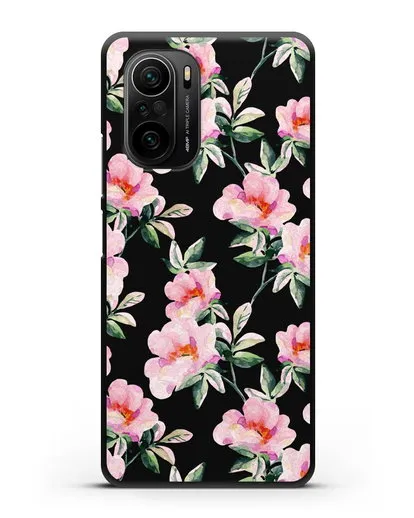 Чехол Цветы шиповника силиконовый для Xiaomi Poco F3 Pro