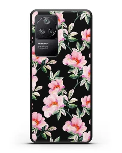 Чехол Цветы шиповника силиконовый для Xiaomi Poco F4