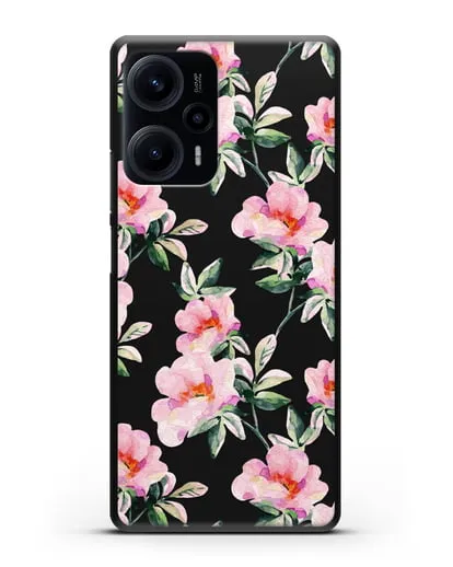 Чехол Цветы шиповника силиконовый для Xiaomi Poco F5