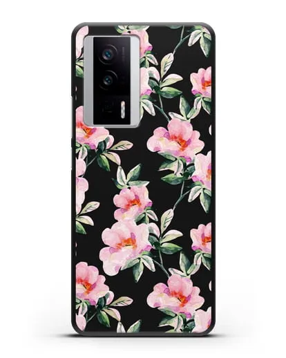 Чехол Цветы шиповника силиконовый для Xiaomi Poco F5 Pro