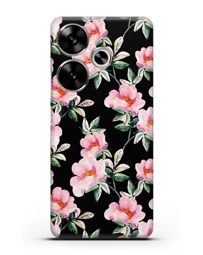 Чехол Цветы шиповника силиконовый для Xiaomi Poco F6