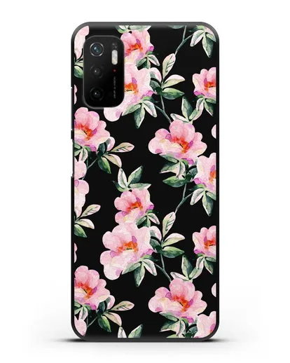 Чехол Цветы шиповника силиконовый для Xiaomi Poco M3 Pro