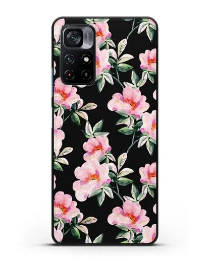 Чехол Цветы шиповника силиконовый для Xiaomi Poco M4 Pro 5G