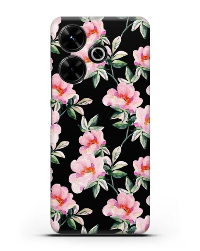 Чехол Цветы шиповника силиконовый для Xiaomi Poco M6