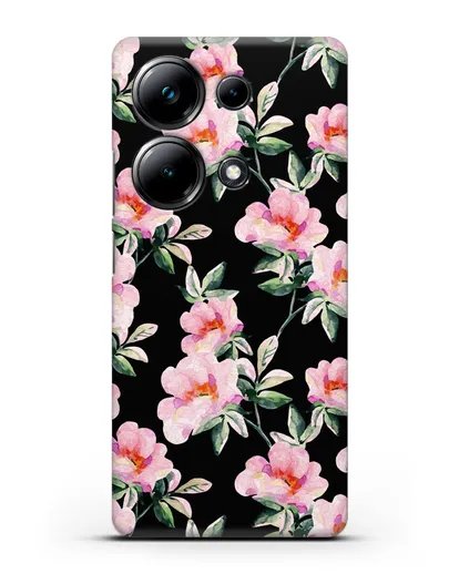 Чехол Цветы шиповника силиконовый для Xiaomi Poco M6 Pro