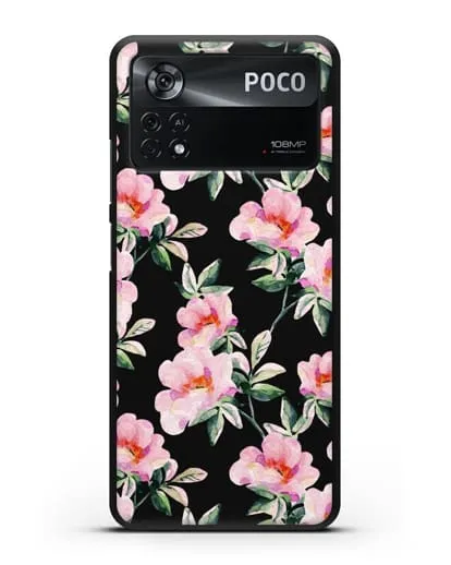 Чехол Цветы шиповника силиконовый для Xiaomi Poco X4 Pro