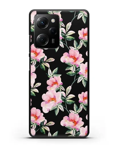 Чехол Цветы шиповника силиконовый для Xiaomi Poco X5 Pro